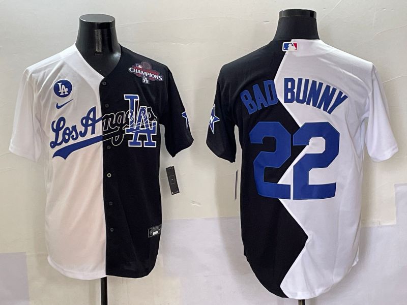 Men Los Angeles Dodgers #22 Bad bunny Black White Game Nike 2025 MLB Jersey style 9->new york yankees->MLB Jersey